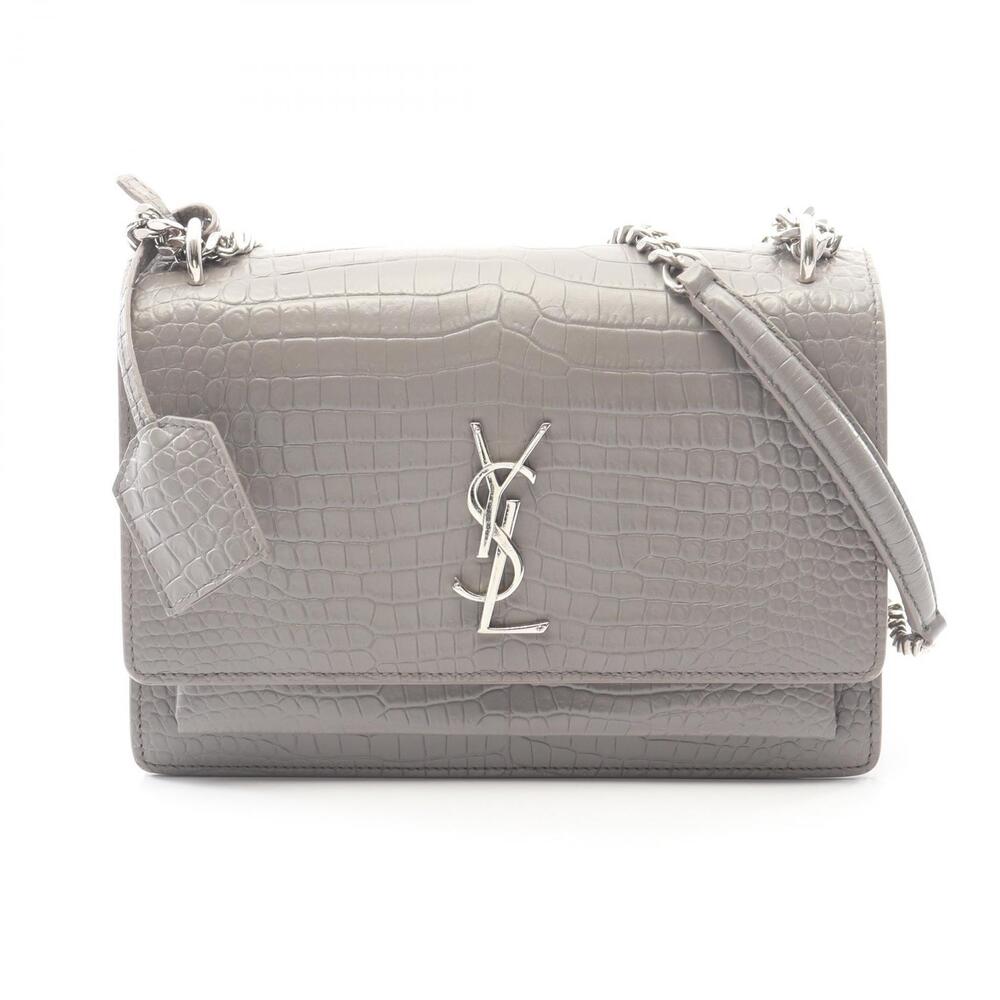 Saint Laurent Paris Sunset Shoulder Bag Leather Gray